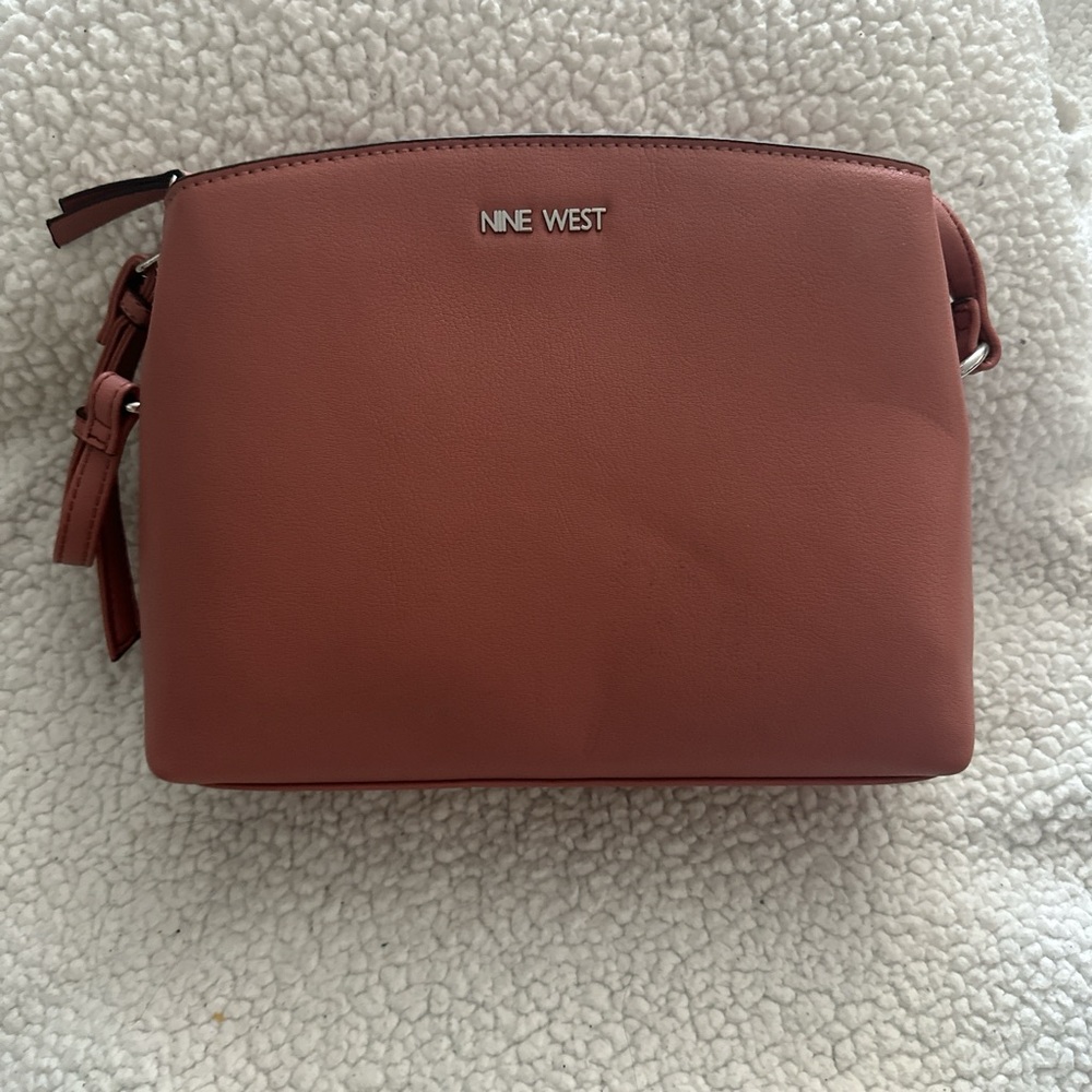 Dusty Rose Leather Crossbody Bag with Dome Shape